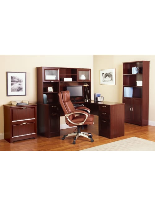 Realspace Magellan 59 W L Shaped Desk Classic Cherry Office Depot