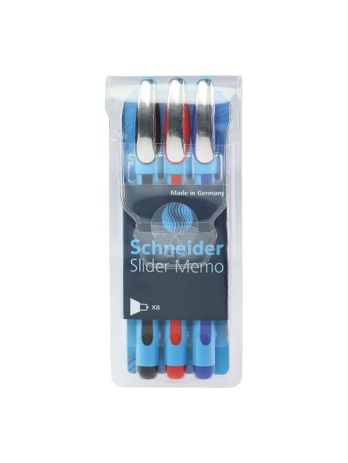 Schneider Slider Memo Xb Ballpoint Pens Extra Bold Point 1 4 Mm Assorted Barrels Assorted Ink Colors Pack Of 3 Office Depot