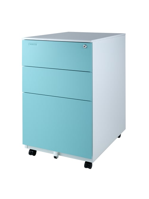 Aurora 24 D Vertical 3 Drawer Mobile File Cabinet Metal Whiteaqua Blue Office Depot