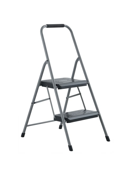 Louisville Steel Domestic 2 Step Step Stool 200 Lb Load Capacity 36 1516 H X 17 58 W X 12 12 D Gray Office Depot