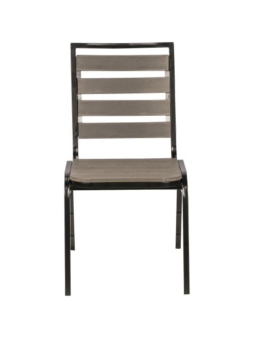 Lorell Faux Wood Outdoor Chairs Charcoalblack Set Of 4 Chairs Office Depot