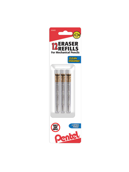 Pentel Eraser Refills For Mechanical Pencils White Pack Of 12