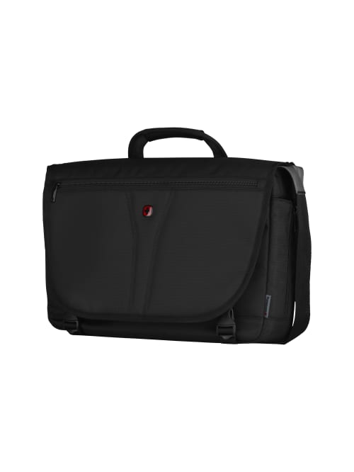 black messenger backpack