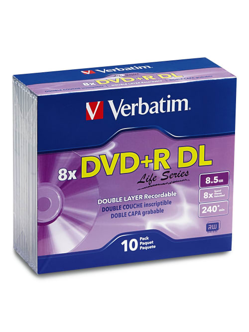 verbatim life series dvd r dl disc slim case pack of 10 item 4916137