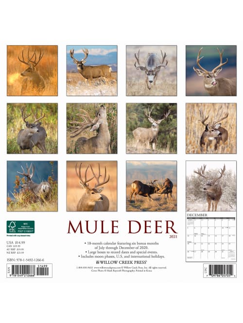 Willow Creek Monthly Wall Calendar Mule Deer Office Depot