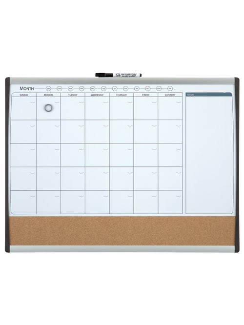 Quartet Calendar Board Steel 17 X 23 Whitebrown Board Blacksilver Plastic Frame Office Depot