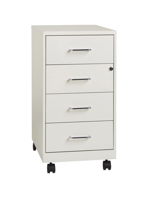 Lorell 26 12 D Vertical 4 Drawer Mobile File Cabinet Metal White Office Depot