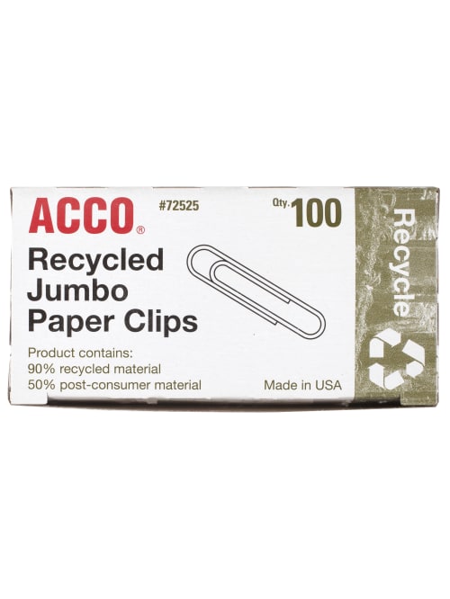 Acco Jumbo Paper Clips 1 34 20 Sheet Capacity Silver Box Of 100 Clips Office Depot