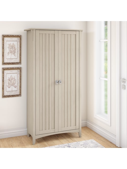 Bush Furniture Salinas Bathroom Storage Cabinet With Doors In Antique White Storage Cabinets Furniture