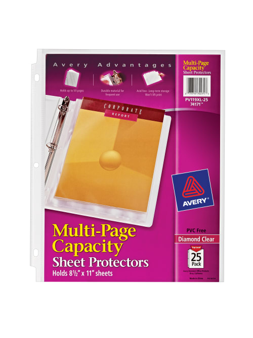 Avery Multi Page Capacity Sheet Protectors 8 12 X 11 Top Loading Pack Of 25 Office Depot