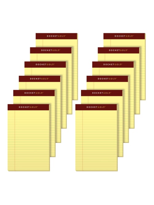 Tops Docket Gold Premium Writing Pads 5 X 8 Legal Ruled 50 Sheets Canary Pack Of 12 Pads Office Depot