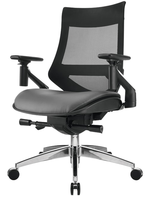 Workpro 1500 Bonded Leather Mid Back Multifunction Chair Blackgray Office Depot