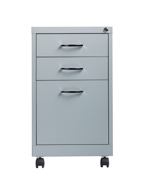 Lorell 19 D Vertical 3 Drawer Mobile Pedestal File Cabinet Metal Platinum Office Depot