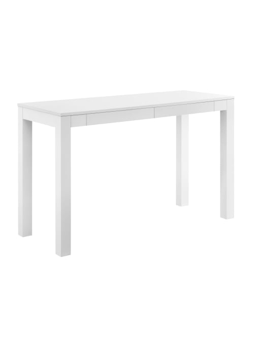 White Parsons Desk With Drawer
