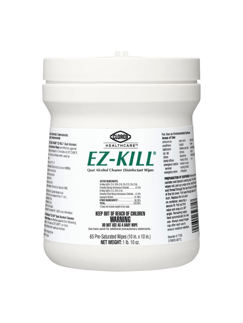 Clorox Healthcare Ez Kill Quat Alcohol Cleaner Disinfectant Wipes Unscented 10 X 10 65 Wipes Per Canister Pack Of 12 Canisters Office Depot