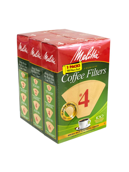 Melitta 4 Coffee Filters Brown 100 Filters Per Pack Pack Of 3 Office Depot