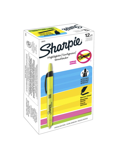 Sharpie Accent Retractable Highlighters Chisel Tip Fluorescent Yellow 12pk for sale online