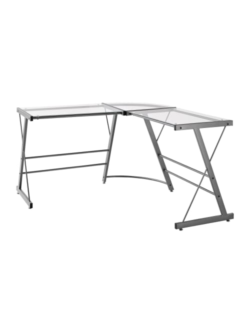 Ameriwood Home Glass L Shaped Computer Desk Gray Office Depot