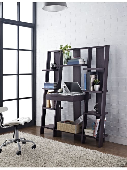 Ameriwood Home Ladder Bookcase Towers With Desk 11 Shelves Espresso Office Depot