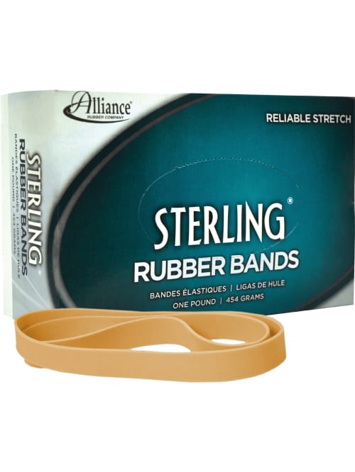 Alliance Rubber 25055 Sterling Rubber Bands Size 105 Approx 70 Bands 5 X 58 Natural Crepe 1 Lb Box Office Depot