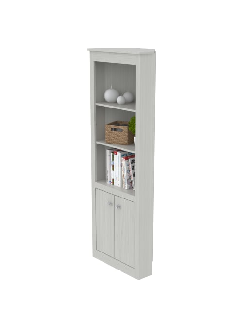 Inval 5 Shelf 2 Door Corner Bookcase 70 1516 H X 24 316 W X 13