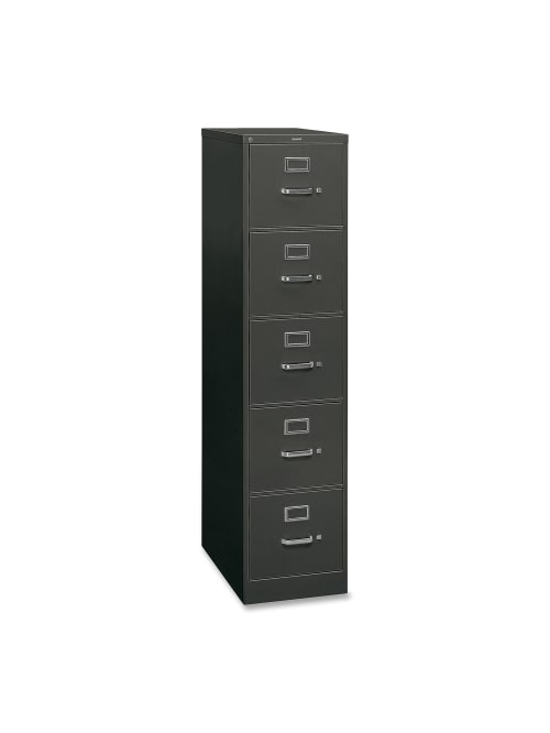 Hon 26 12 D Vertical 5 Drawer File Cabinet With Lock Metal Charcoal Office Depot