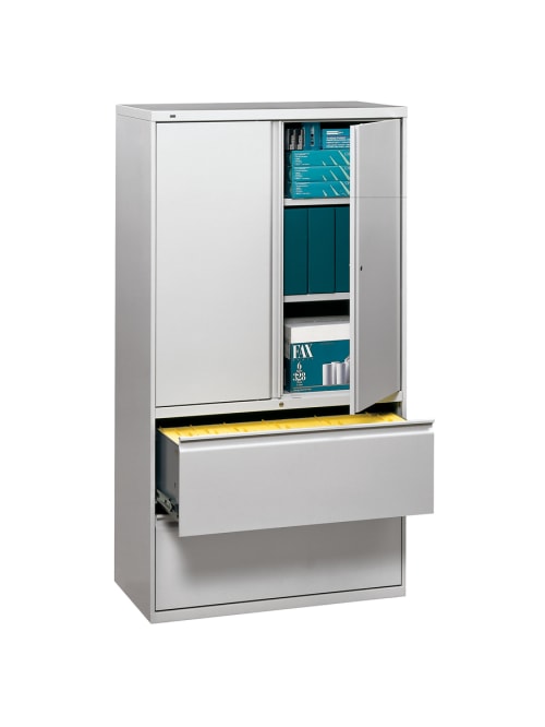 Hon 800 Series Storage Cabinet With Lateral File 36 Wide Light Gray Office Depot