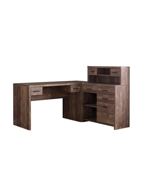Monarch Specialties L Shaped Computer Desk With Hutch Brown Woodgrain Office Depot