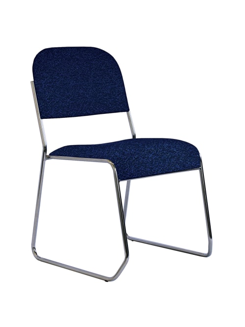 Officestor Series 601 Padded Fabric Seat Fabric Back Stacking Chair 18 Seat Width Galaxy Blue Seatchrome Frame Quantity 1 Office Depot