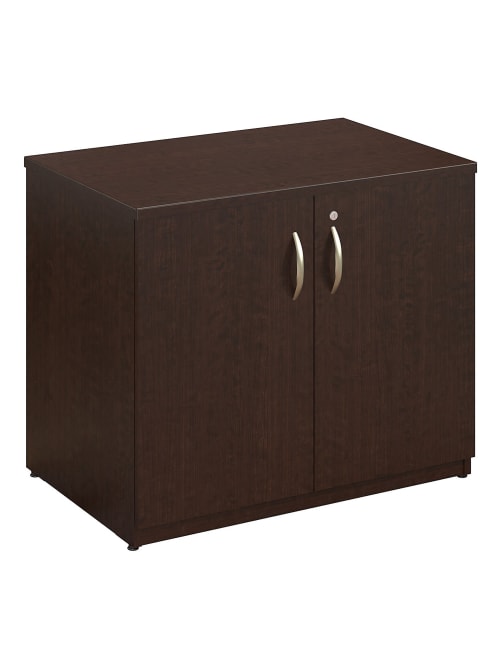 Bush Business Furniture Easy Office Storage Cabinet With Doors And Shelves 36 W Mocha Cherry Standard Delivery Office Depot