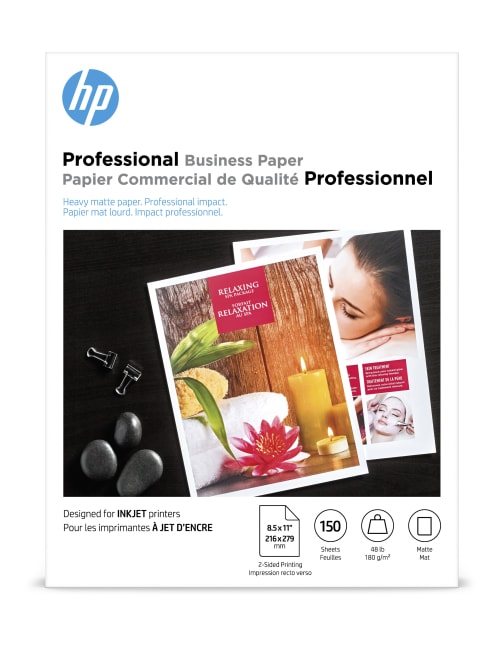 Hp Professional Business Paper For Inkjet Printers Matte Letter Size 8 12 X 11 48 Lb Pack Of 150 Sheets Ch016a Office Depot