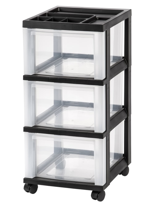 Office Depot Brand Plastic Storage Cart 3 Drawers 26 15 H X 12 110 W X 14 310 D Black Office Depot