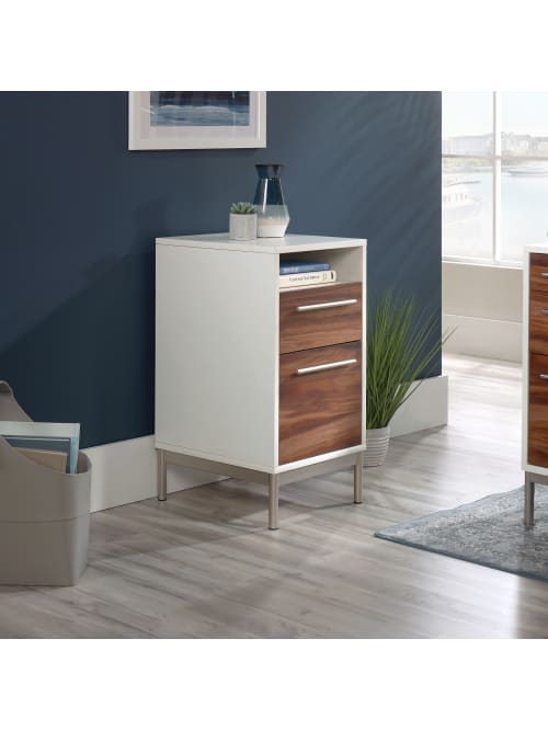 sauder vista key 19 d vertical 2 drawer file cabinet pearl oak blaze acacia item 5529872