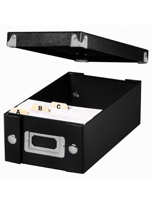 Index Card File Box 3 X5 Black Office Depot