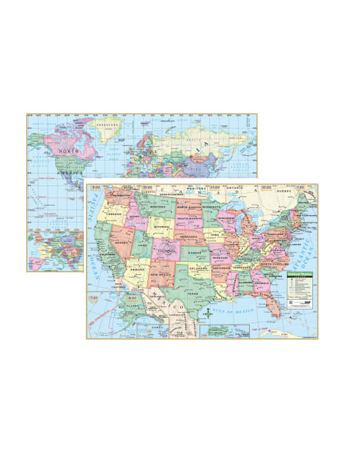 Office Depot World Map Kappa Map Group U.S. And World Wall Maps 28 x 40 Pack Of 3 