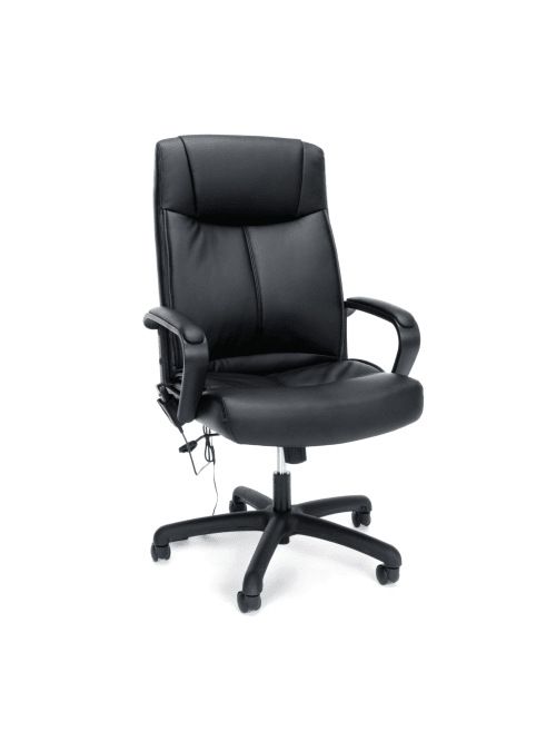 Ofm Essentials Bonded Leather High Back Massage Chair Blacksilver Office Depot