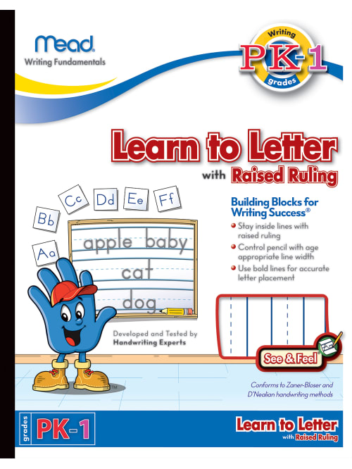 mead academie jr see n feel learn to letter writing tablet 10 x 8 40 sheets item 558160