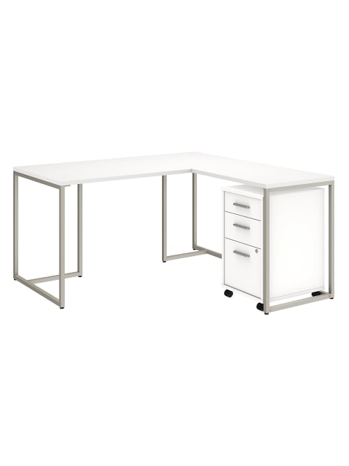 Kathy Ireland Office By Bush Business Furniture Method 60 W L Shaped Desk With 30 W Return And Mobile File Cabinet White Standard Delivery Office Depot