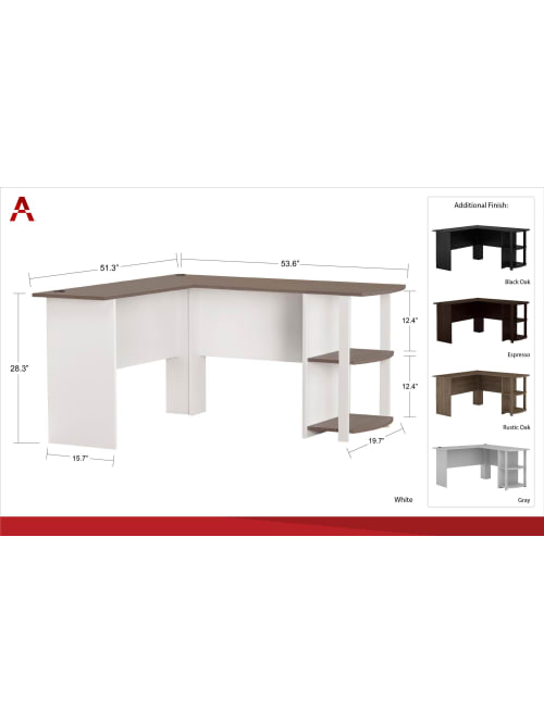 Ameriwood Home Dakota L Shaped Desk With Bookshelves Espresso Office Depot