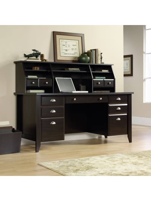Sauder Shoal Creek 66 W Executive Desk Jamocha Wood Office Depot