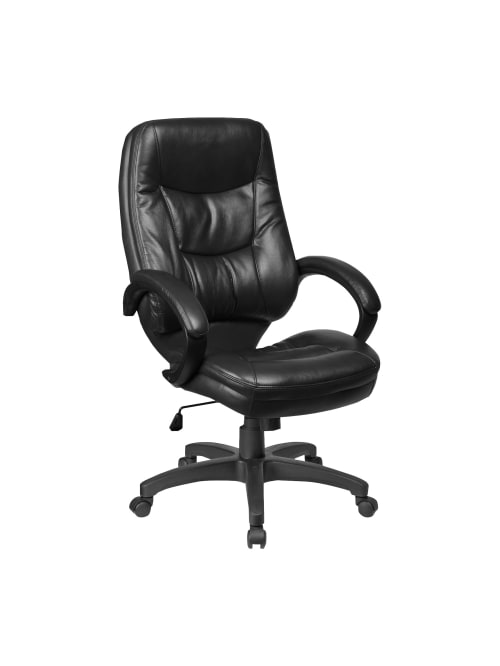 Lorell Westlake Bonded Leather High Back Chair Black Office Depot