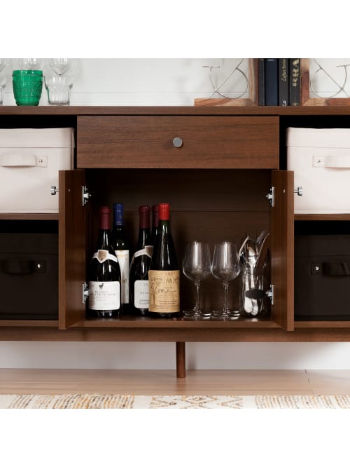 South Shore Olly Mid Century Modern Sideboard Wine Cabinet 7 Shelves Walnut Office Depot Simple 9 bottle wine rackbitten 9 bottle wine rackthis rack is perfect for the area available in my home. south shore olly mid century modern sideboard wine cabinet 7 shelves walnut item 5733850