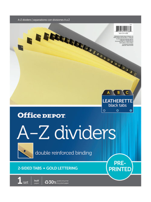 Office Depot Brand Preprinted Tab Dividers Alphabetical Office Depot