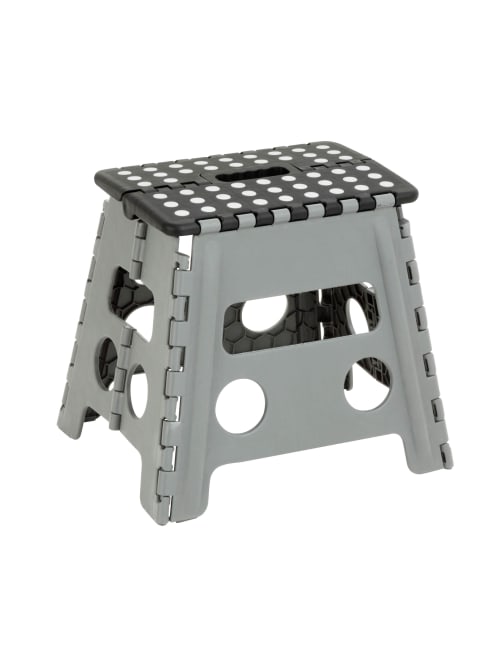 Honey Can Do Tbl 02977 Folding Step Stool Black Black Seat Four Legged Base Gray Plastic Foam 11 88 Seat Width X 14 57 Seat Depth 14 6 Length X 11 9 Width 12 9 Height 1 Office Depot