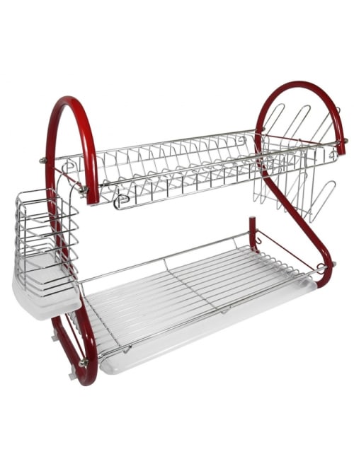 Better Chef 2 Tier Dish Rack 16 Red Office Depot Coombe wire dish drainer with rubber wood handle, black classic contrasts coombe contrasts its classic black finish with rubberwood handles. better chef dr 165r 2 tier chrome plated dish rack 16 red item 5782485