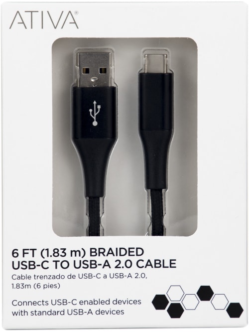 Ativa Usb Type C To Usb Type A Cable 6 Black 45380 Office Depot