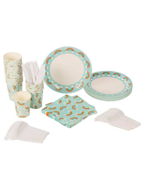teal paper plates and napkins