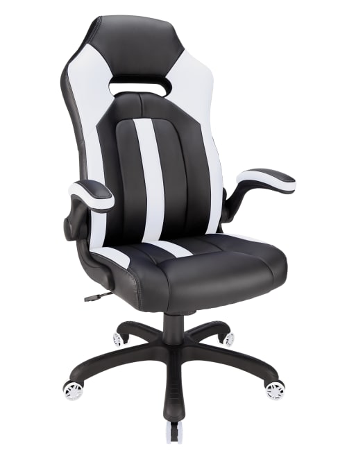 Yubbler - RS Gaming Bonded Leather High-Back Gaming Chair, White/Black
