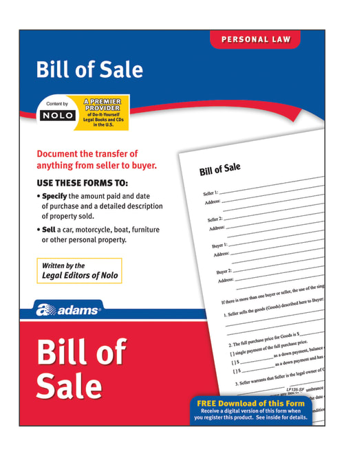 Adams Bill Of Sale Office Depot