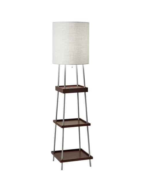 wood floor lamp with shelves